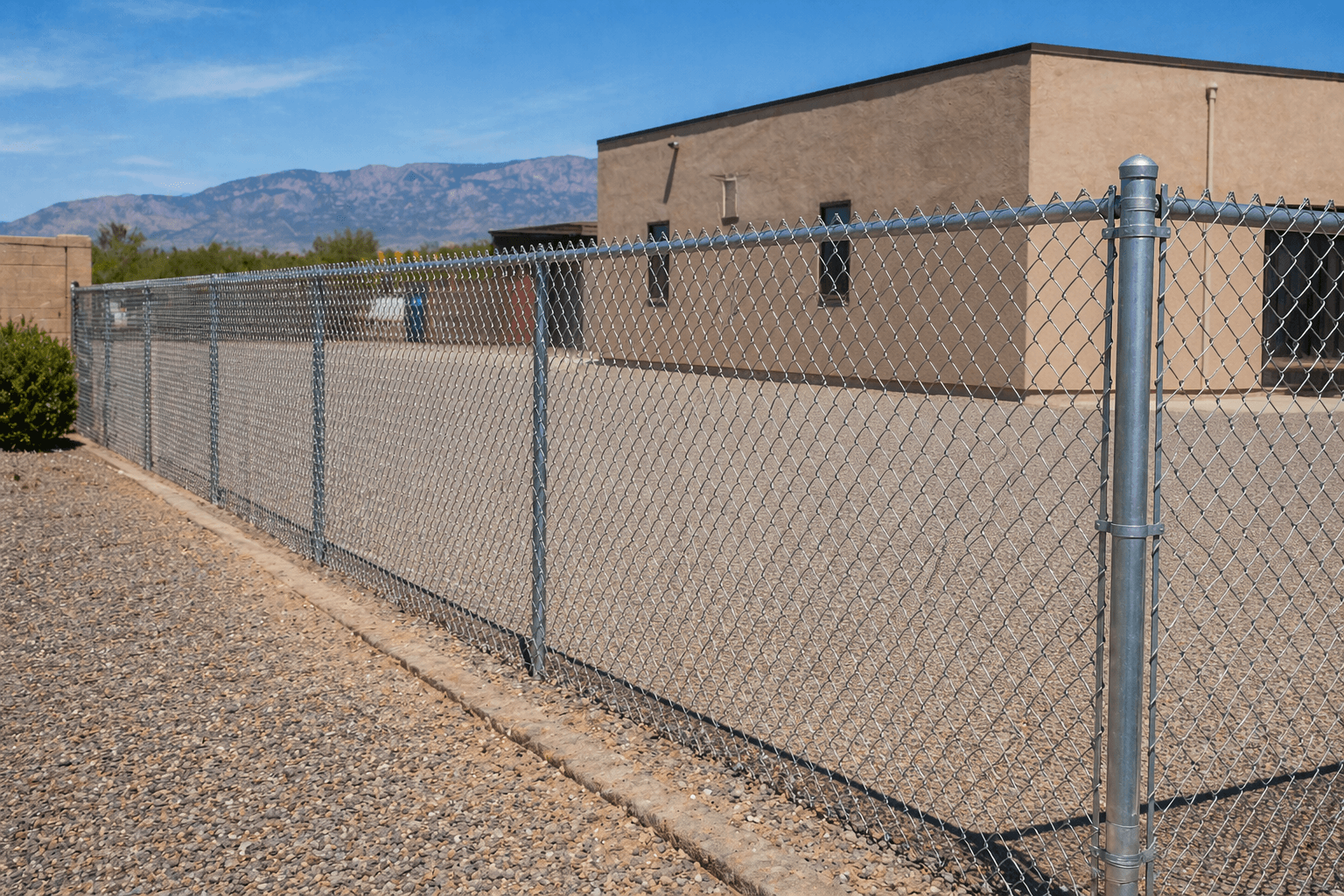 Galvanized chain link fence installed at a property in Albuquerque NM